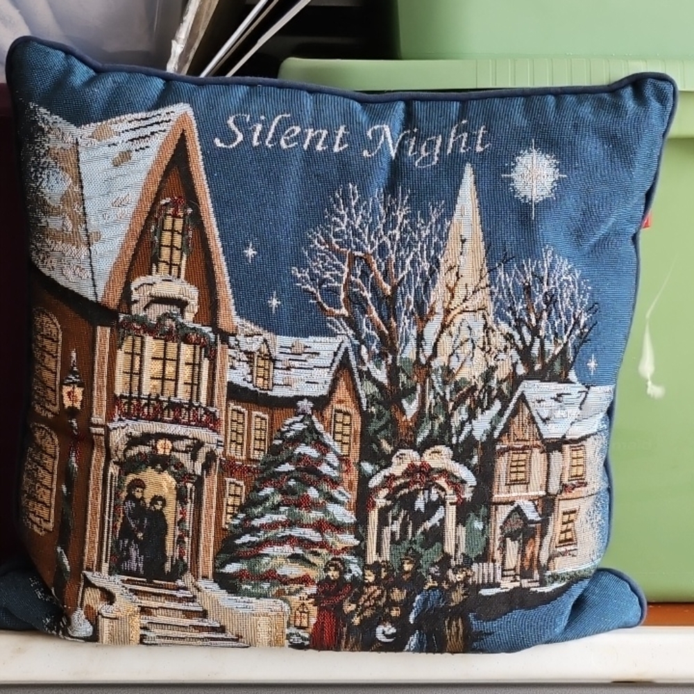 Silent Night Winter Scene Tapestry Pillow